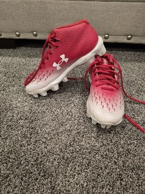 Under Armour Kids Red and White Football Cleats - Gradient Design